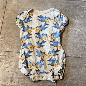 Organic Little Wings Vintage Bird Romper